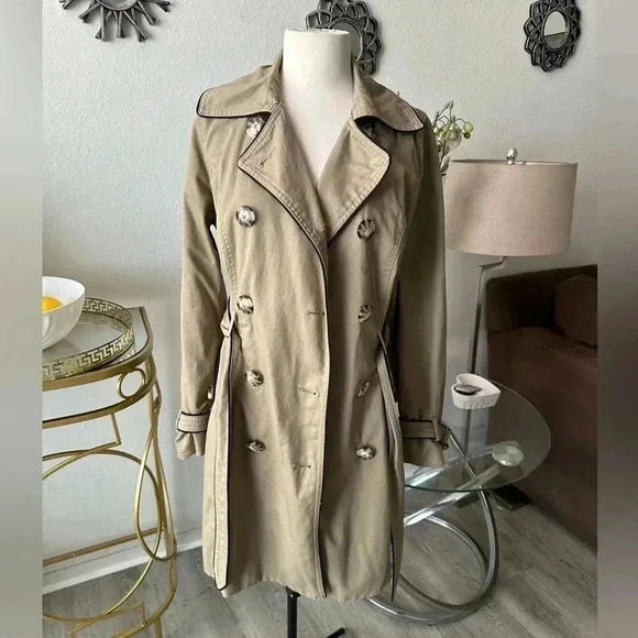 Merona Double breasted trench coat Sz S water repellent classy ☔️ elegant - Picture 1 of 4